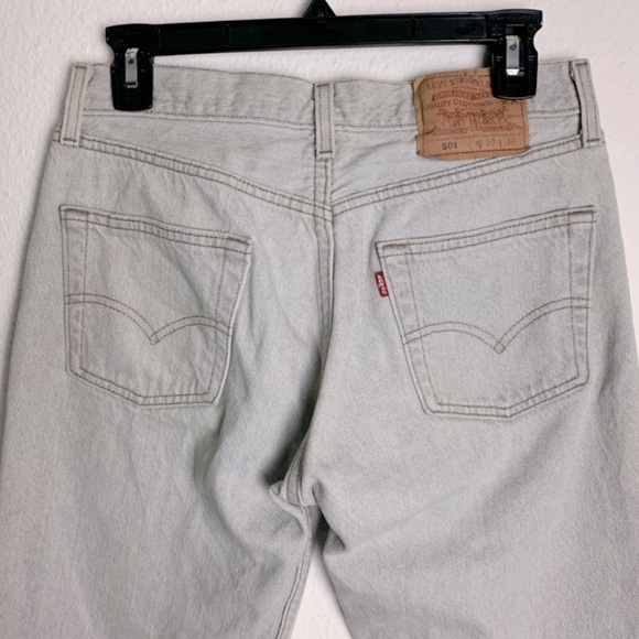 80’s LEVI’S 501 JEAN’S grey straight leg Sz 30x36 made in USA cotton high waist - Picture 11 of 14